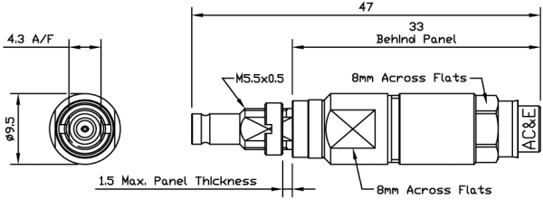 B04044070 Mini Balun Line Drawing