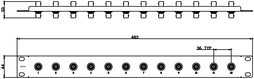 PATCH PANEL 1RU BNC P00LF12