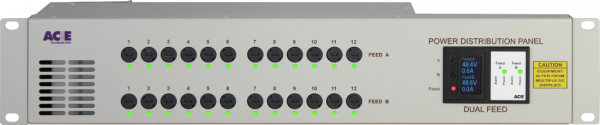 Dual feed -48V power supply with 24 fuses